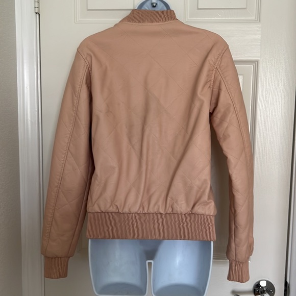Cavalini Blush Vegan Leather Bomber Jacket - Picture 3 of 10
